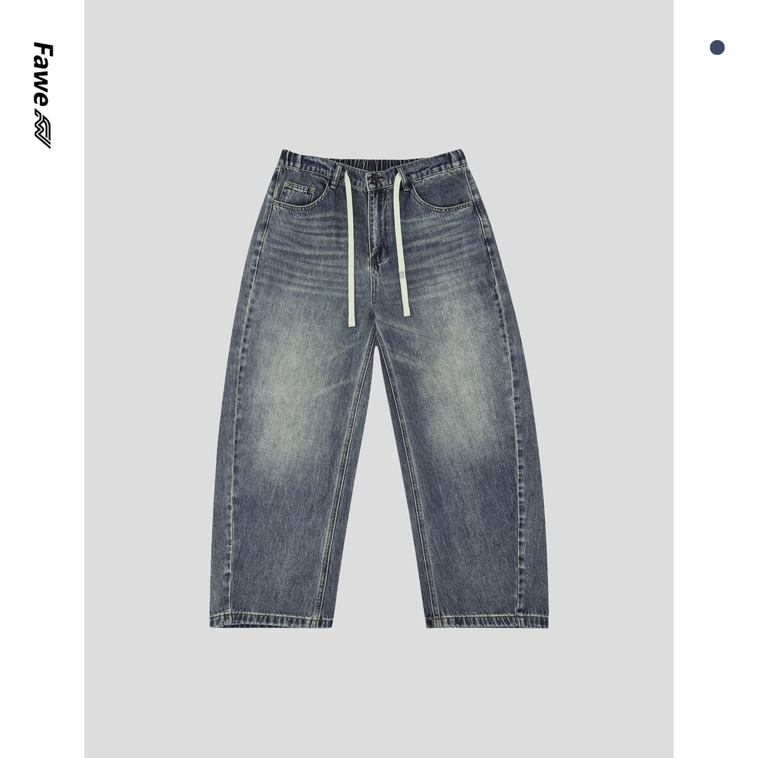 2025秋季男士高棉水洗感弯刀复古宽松休闲软牛仔FW34121
