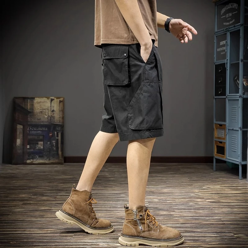 潮龛夏季薄款潮牌男士工装短裤2025新款多口袋直筒中裤休闲五分裤