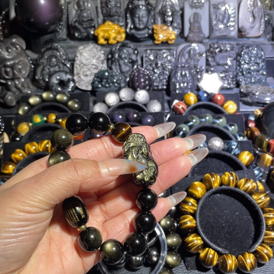 珍***。黑曜岩未镶嵌手串