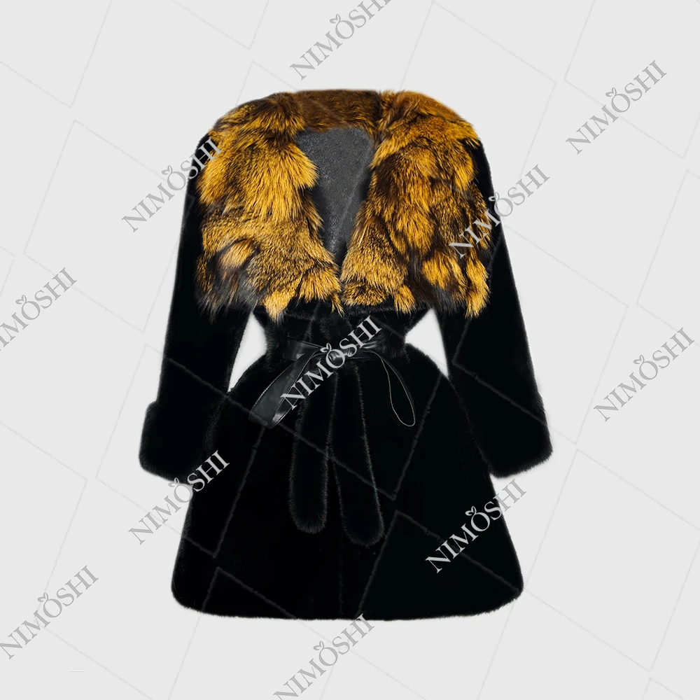 人造皮草 NIMðSHI【达妮】中长款加厚保暖束腰毛外套轻奢百搭L5130