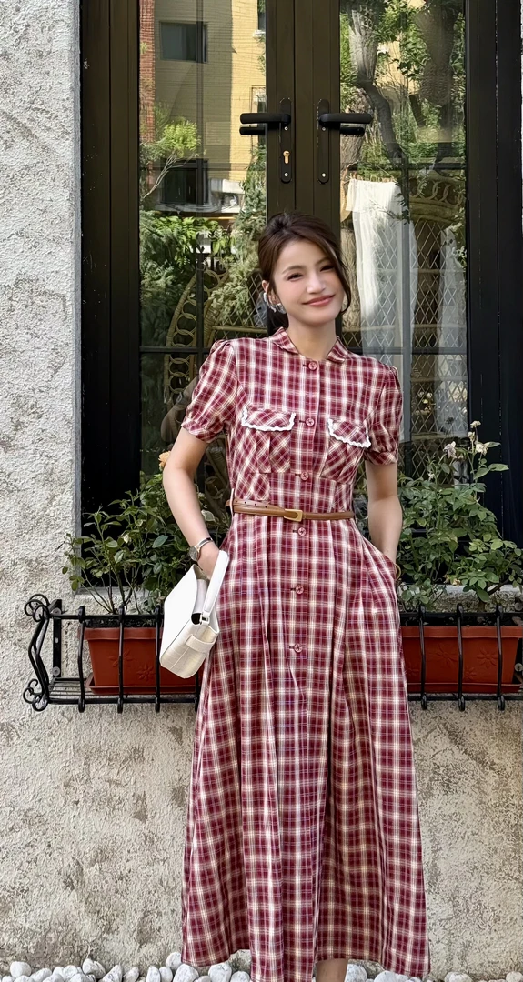 【迪拉呀专属】2025年夏季A字裙收腰法式连衣裙时尚 衣长125 6606