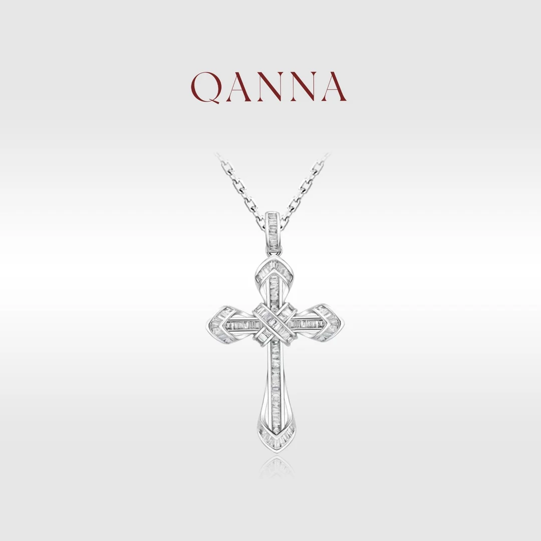 QANNA【永恒守护】【满钻十字架】轻奢情侣同款钻石吊坠（不含链）AP