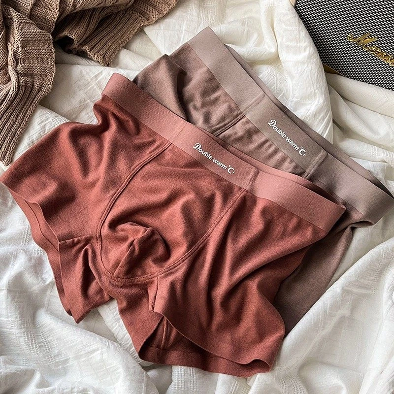 贾鲁萨加高端时尚冬季男士纯色软糯磨毛德绒抗菌透气平角内裤