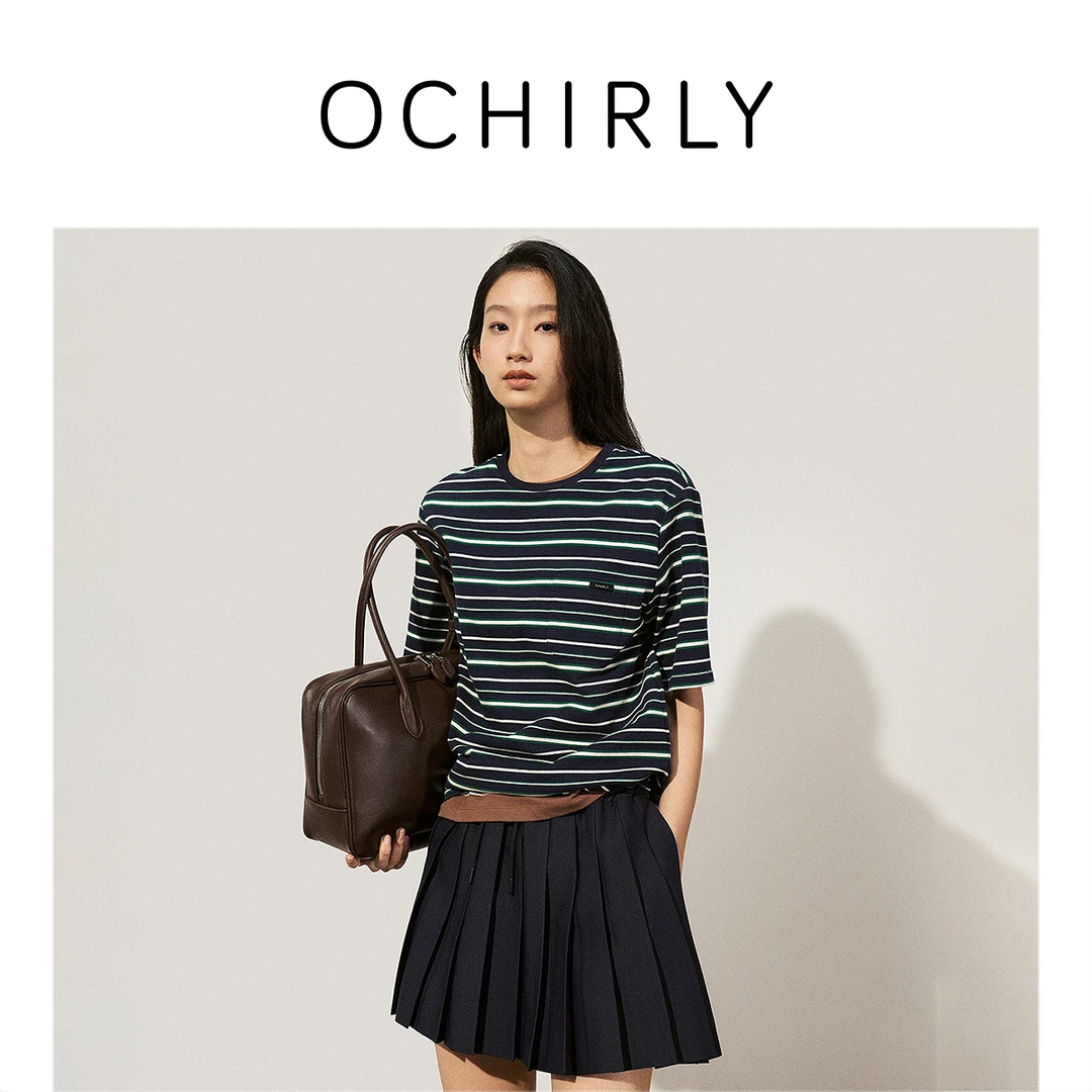 【热销补货】欧时力100%长绒棉短袖t恤女上衣宽松百搭系2025夏新