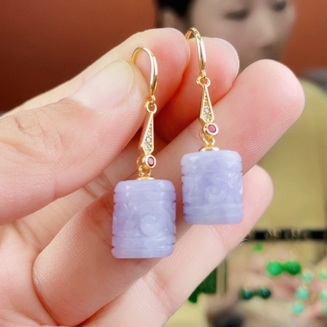 翡翠银S925镶嵌耳饰