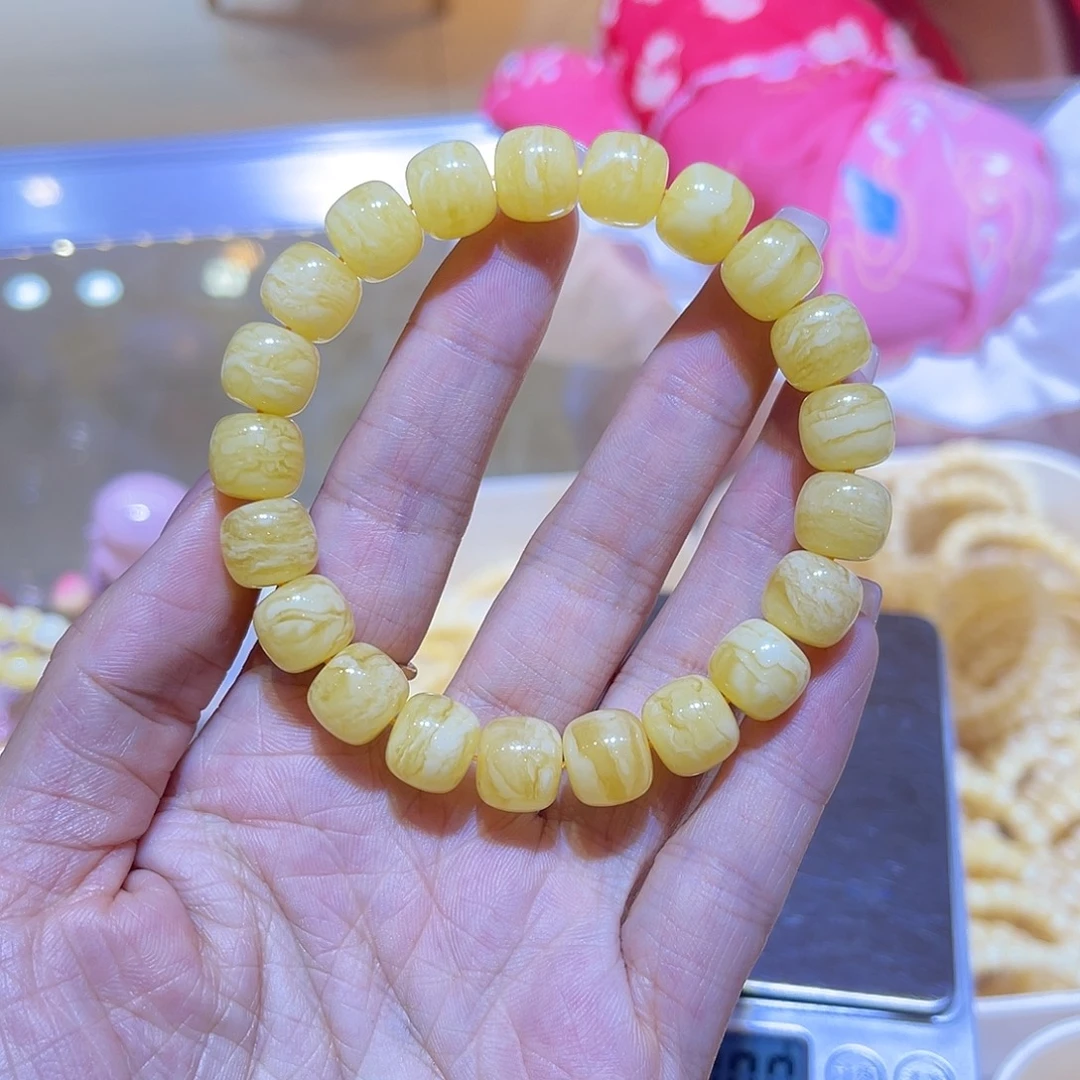 琥珀未镶嵌手链蜜蜡手串10.8