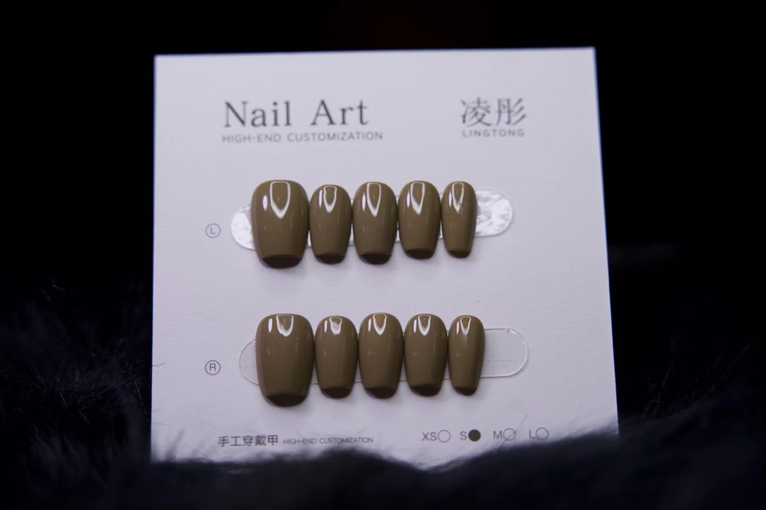 灰绿色温柔ins色系美甲穿戴甲