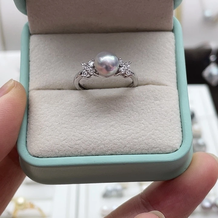 银S925镶嵌戒指海水珍珠