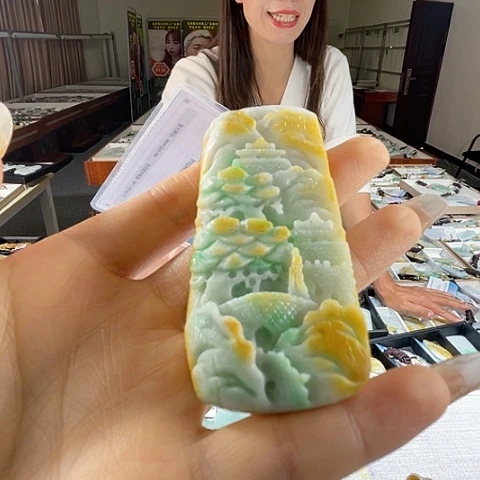 翡翠未镶嵌颈饰一个