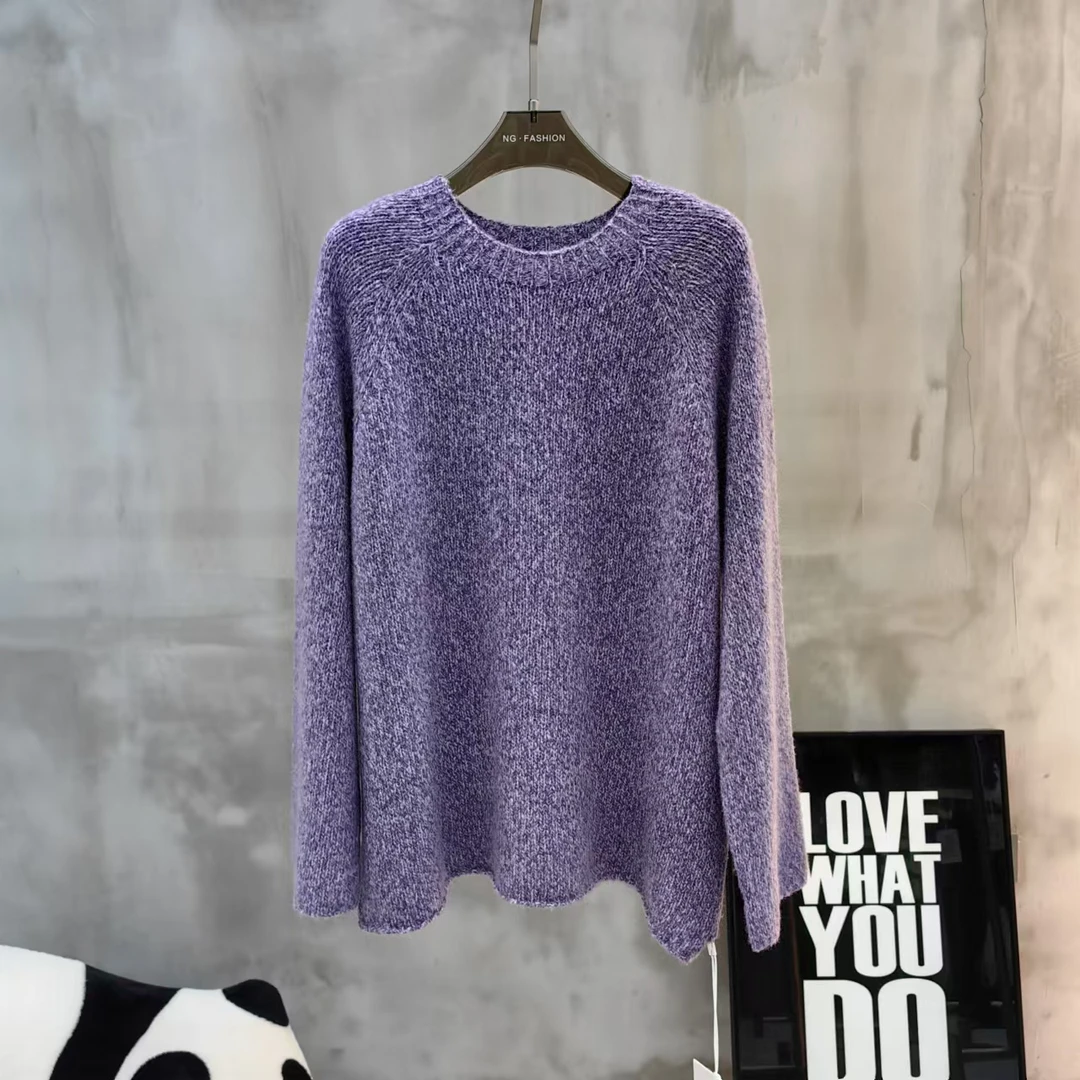 秋冬纯色百搭圆领纽扣花纱针织衫-290-ZC095