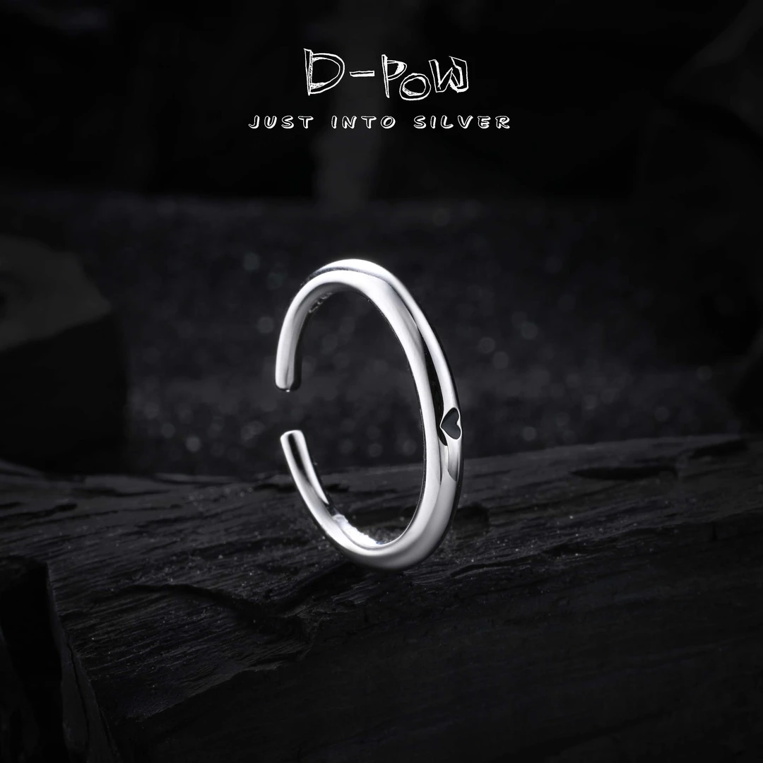 925银戒指 小黑心戒指轻奢时尚百搭小众