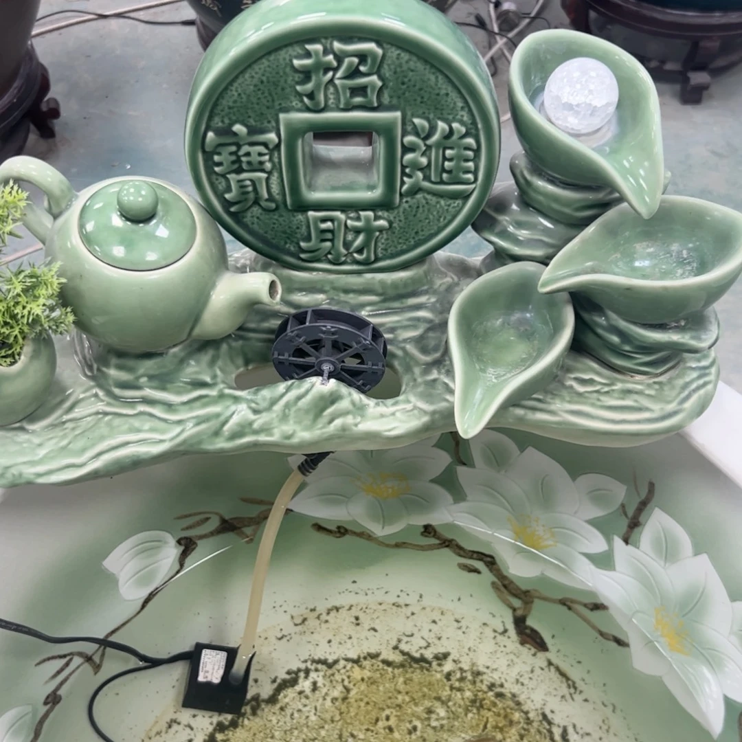 那***！招财茶壶绿色摆件