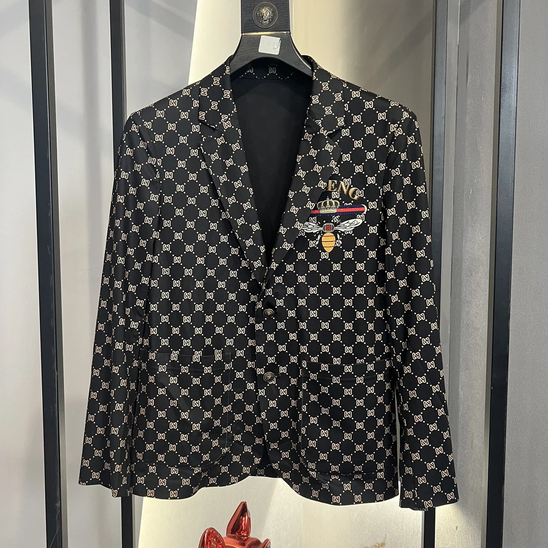 【CNCENG】男士欧货轻奢碎花小蜜蜂时尚休闲西装西服商务