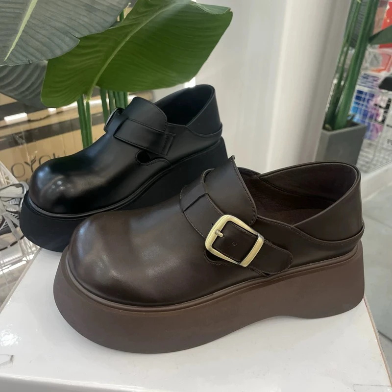 2025春季新款厚底松糕百搭增高一脚蹬乐福鞋·279021