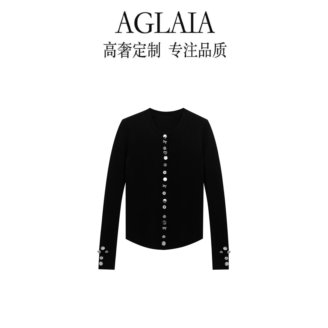 AGLAIA-秋季新款高级感独特别致重工钉珠气质百搭长袖针织衫6229