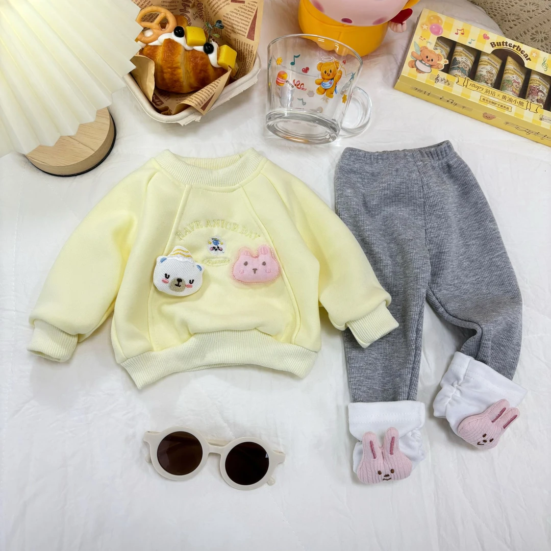 25早春女童卫衣立体小熊小兔套装女宝宝新款洋气套装SJ-J-A12