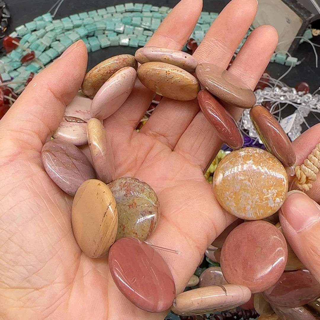 玛瑙/玉髓合金珠宝半成品阿拉善圆饼24mm一条