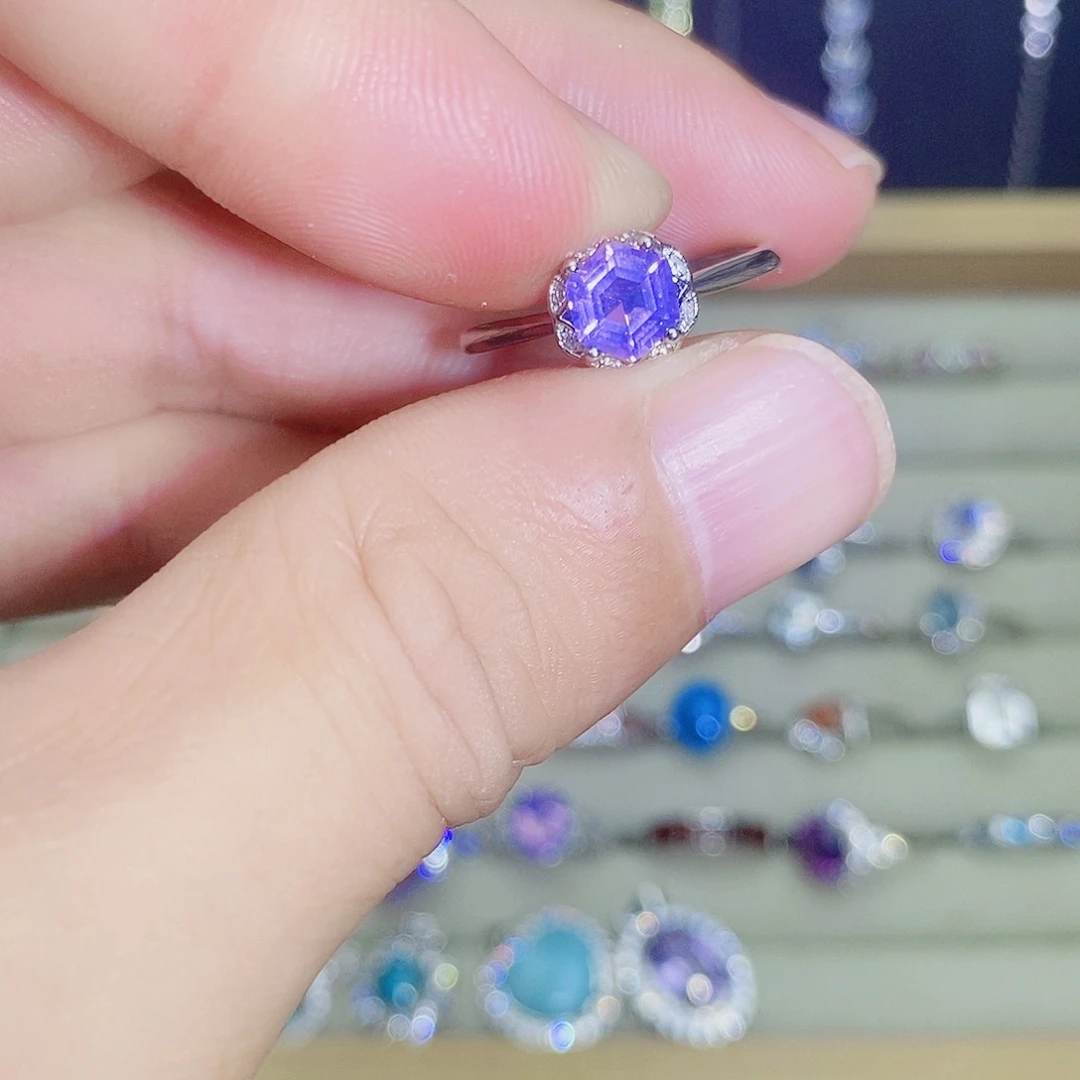 银S925镶嵌戒指水晶