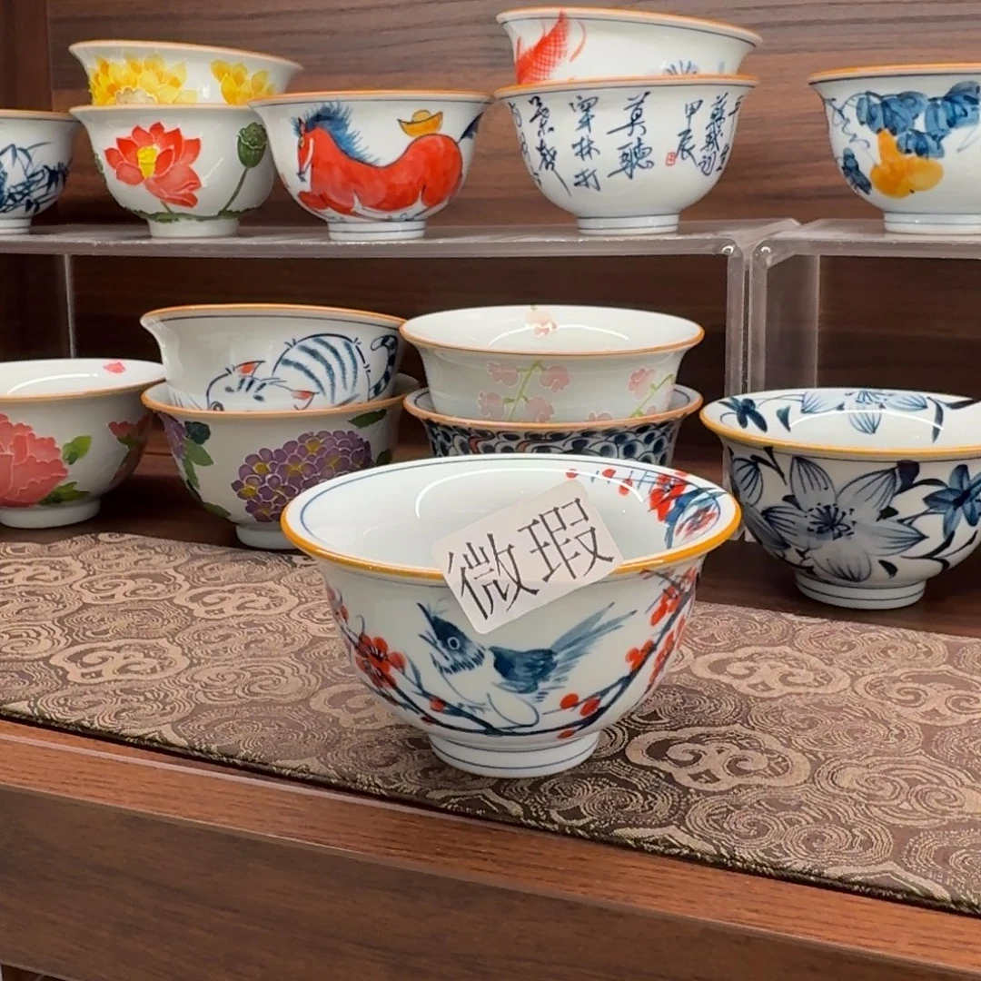 釉下手绘茶具微瑕