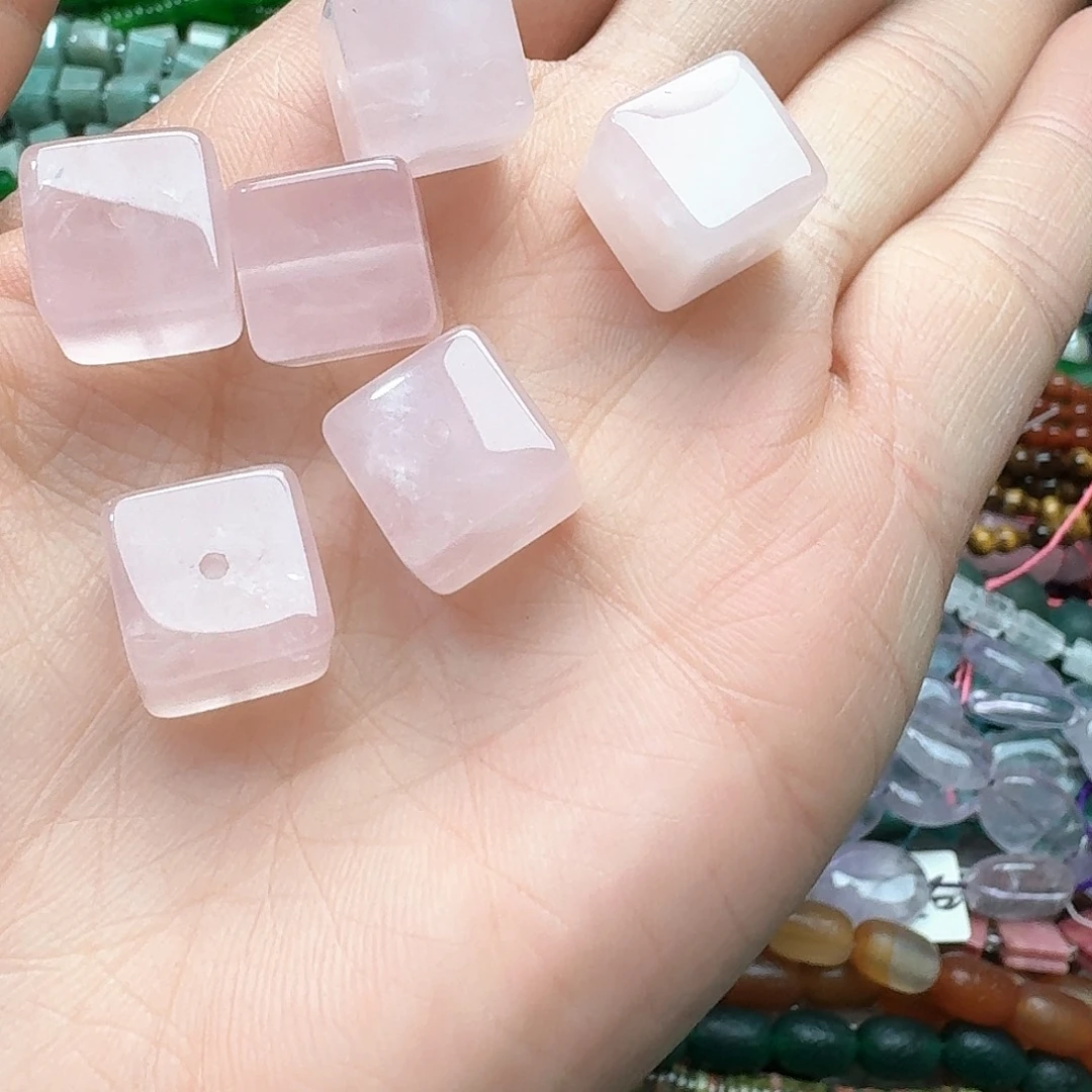 玛瑙/玉髓合金珠宝半成品一颗14mm马粉晶方糖