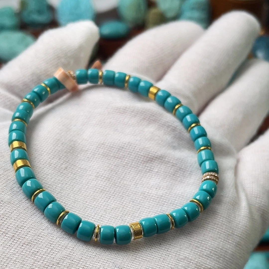 绿松石珠宝奇石18K金镶嵌