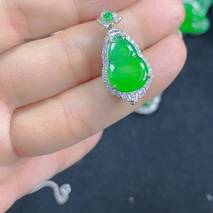 翡翠银S925镶嵌吊坠(不含链)