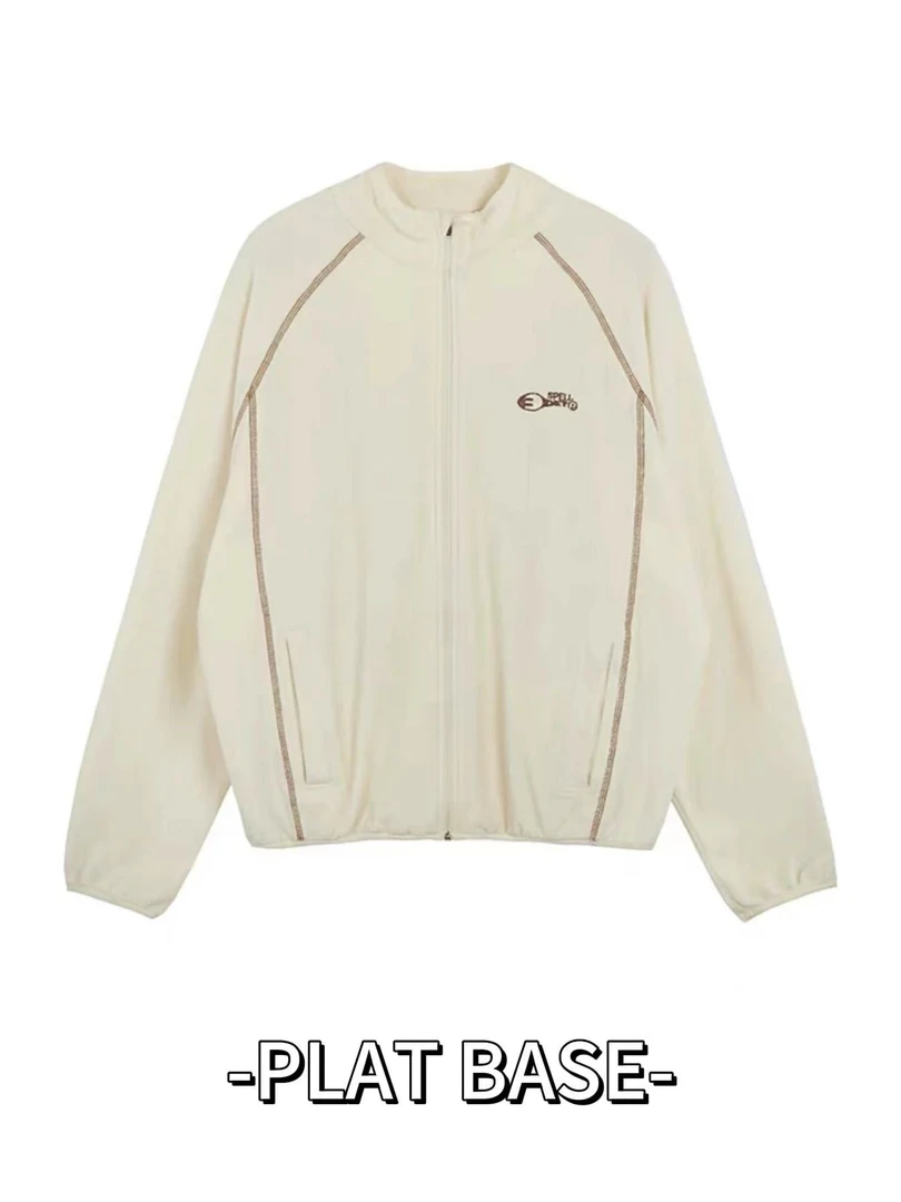 2024冬季新品丝绒高领拉链外套美式学院宽松拉链上衣女