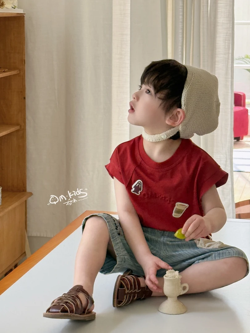 【红色钢印背心】2025夏季男童袖棉新款儿童宽松