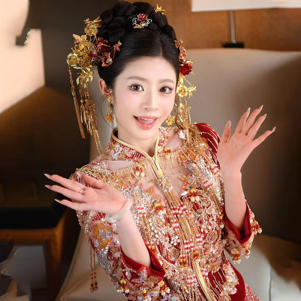 2025新款高端龙凤褂婚礼结婚马来褂中式复古秀禾服出阁服国风嫁衣