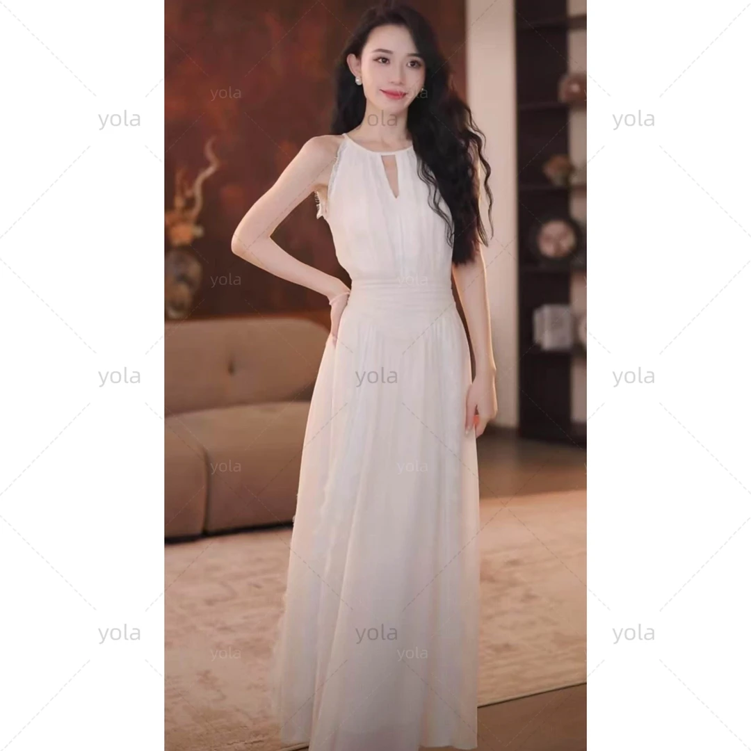 【yola】白色恋人夏季新款高级法式气质显瘦A摆连衣裙-YL70073
