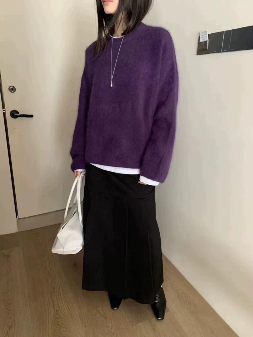 1987-1【臻炫女装】乌梅子酱~新款高级圆领纯色时尚拉绒工艺上衣