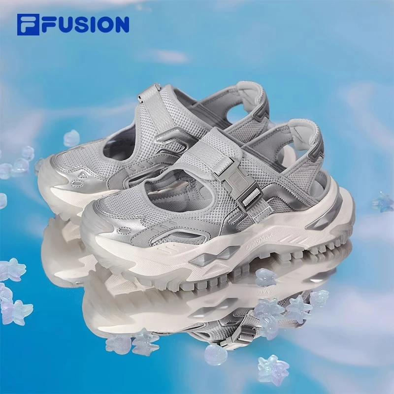 FUSION斐乐潮牌硬糖凉鞋2025夏季沙滩鞋厚底运动鞋女鞋T12W521703