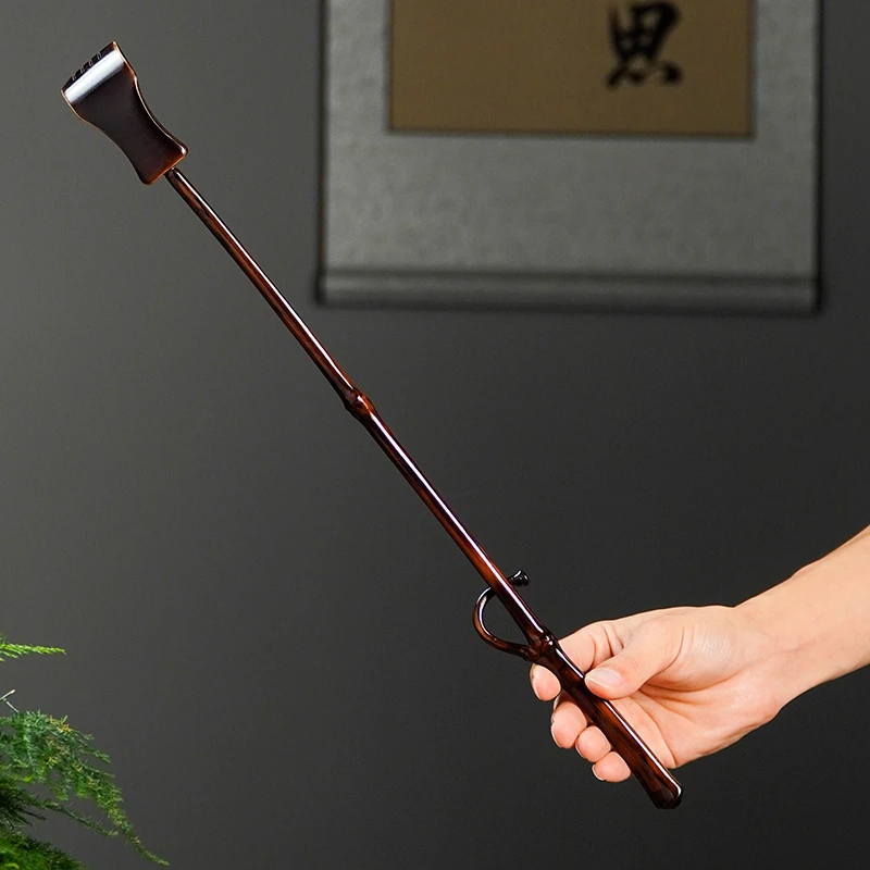 ZG012（木语）精制竹枝深色手柄痒痒挠摆件（总长49厘米）