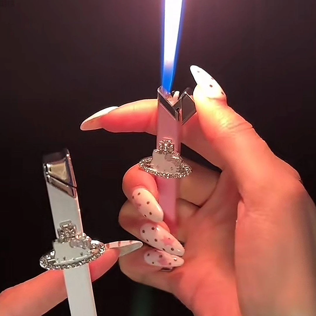 手作高颜值kitty土星金属小细条打火机ins男女送礼轻奢迷你便携式