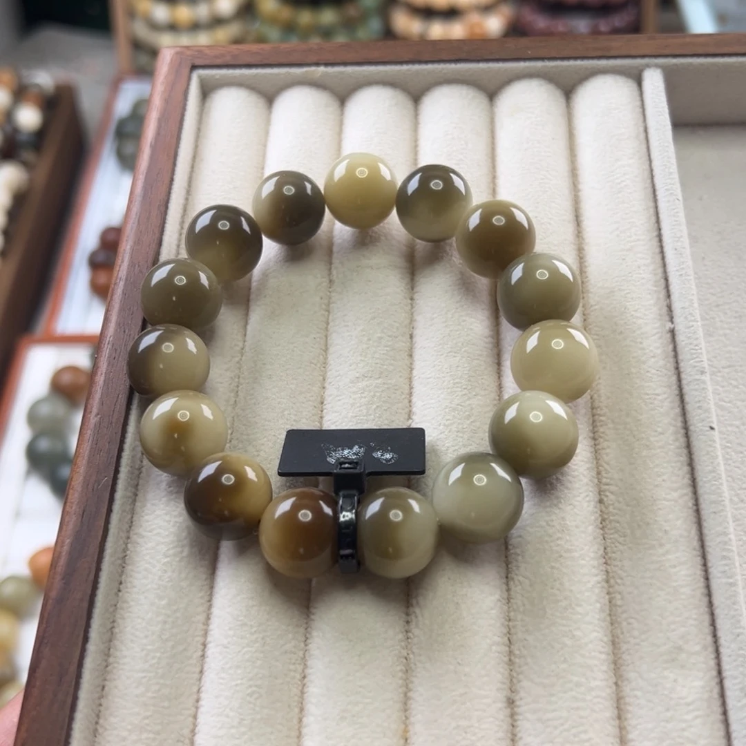 菩提根/象牙果手串卡14圆珠玉化微瑕