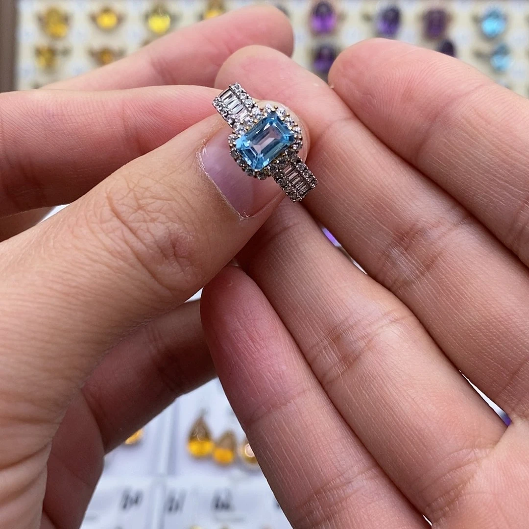 托帕石s天然托帕石银S925镶嵌