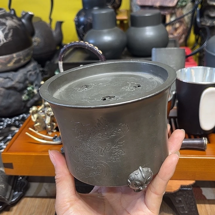 蜜安罐瓷香炉锡茶则