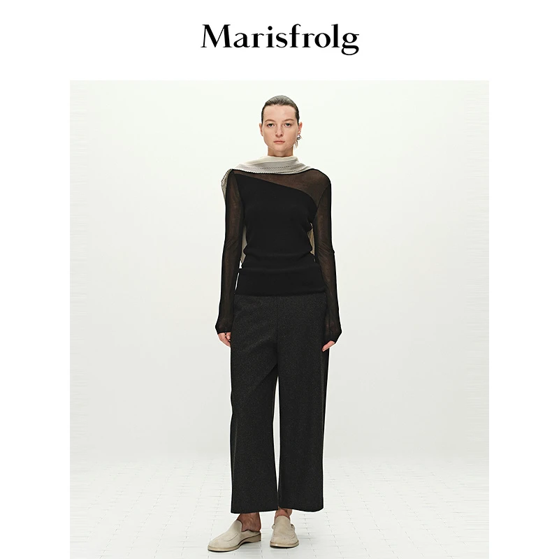Marisfrolg玛丝菲尔打底秋冬黑色保暖时尚针织衫A1FZ1824M