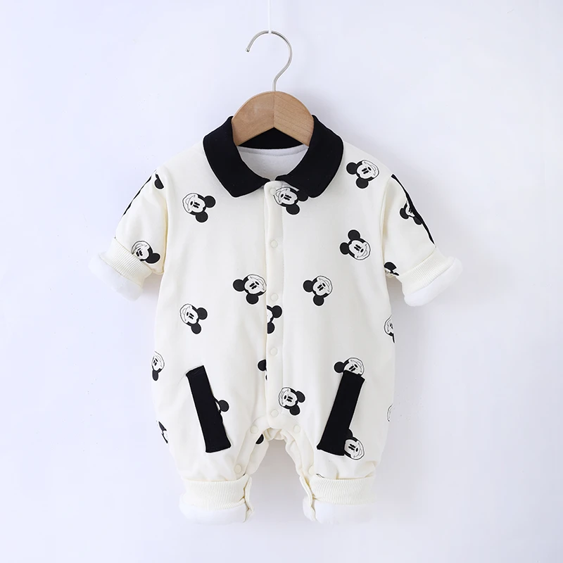 160克加棉中性冬季爬服哈衣秋冬加厚新生儿洋气男女宝冬装婴儿装