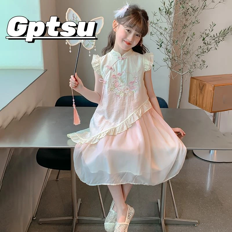 GPTSu女童装连衣裙2025新款洋气时髦大童旗袍裙子女孩儿童公主裙