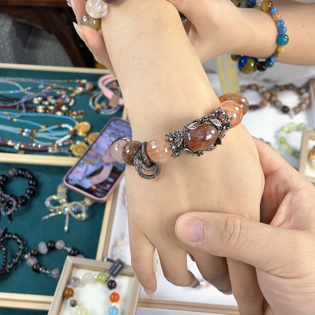 水晶手链银S925镀金镶嵌