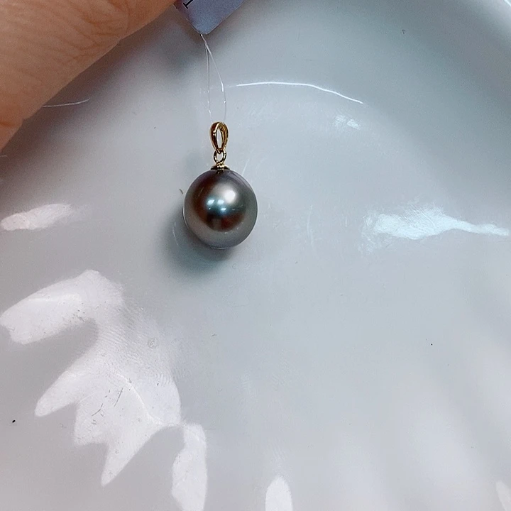 海水珍珠吊坠(不含链)18K金镶嵌11-12