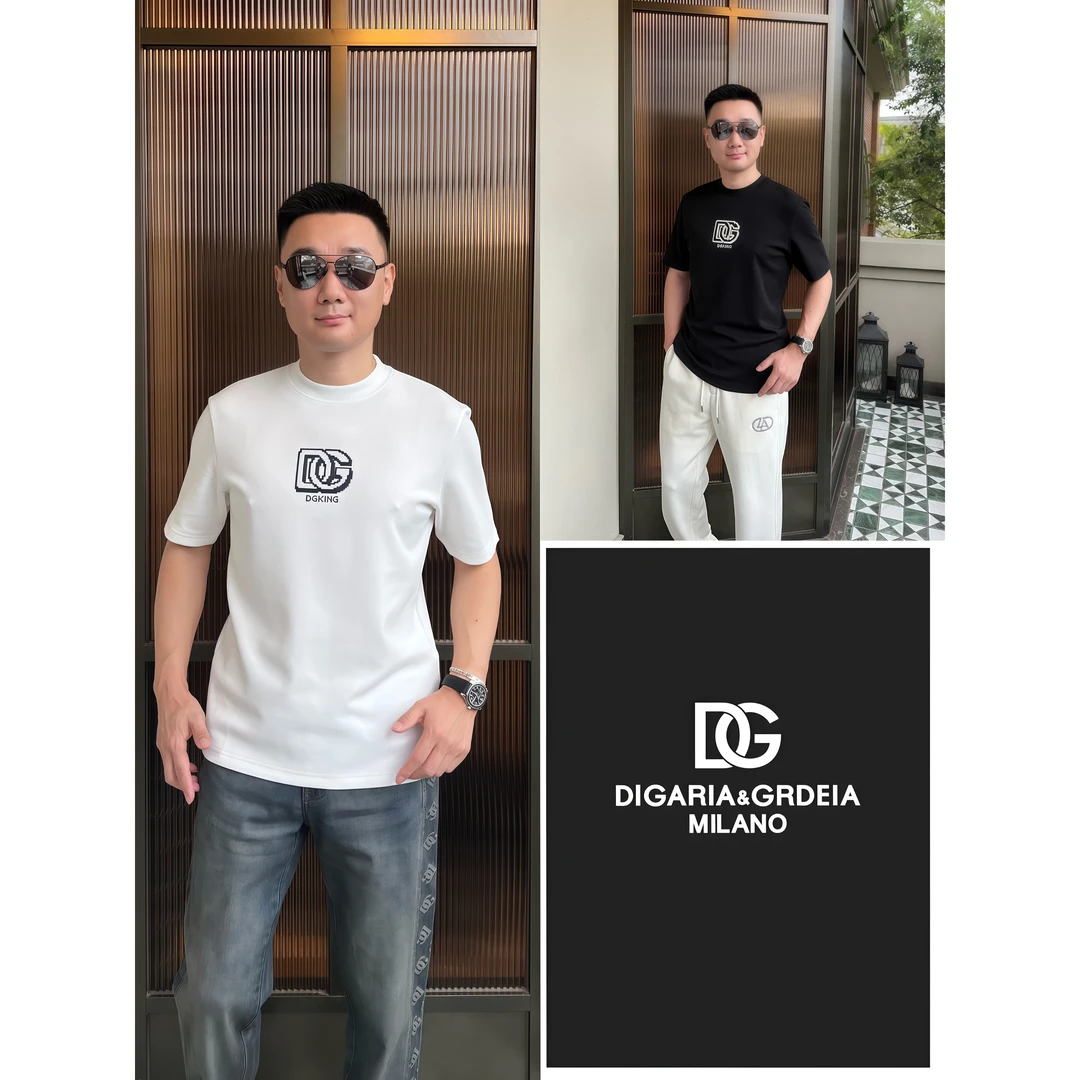 DG迪噶雅2025秋男士简约圆领时尚透气百搭休闲潮流短袖T恤上衣