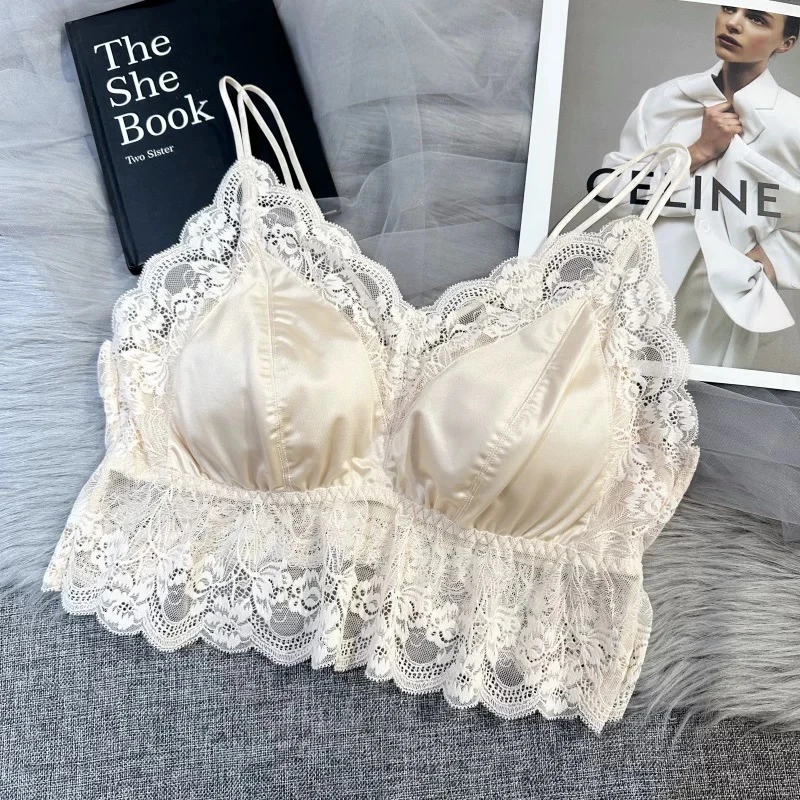 蕾丝交叉美抹胸小吊带内搭时尚内衣女无钢圈裹胸背心