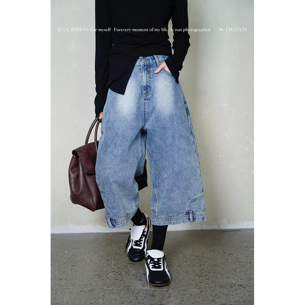 JCCC影子【反做工艺】两色水洗倒装牛仔七分短裤JE4LNU11