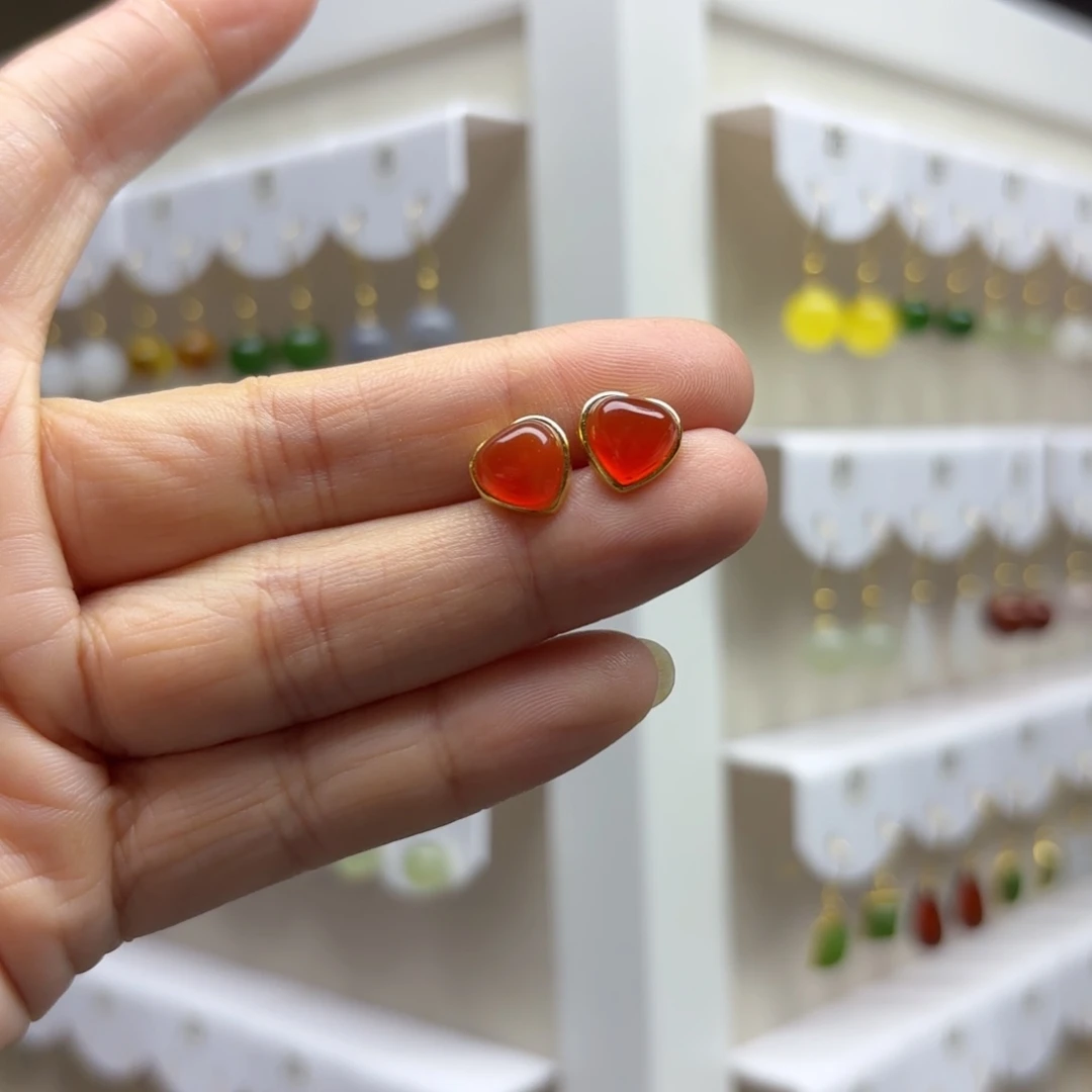 银S925镶嵌耳饰玛瑙/玉髓