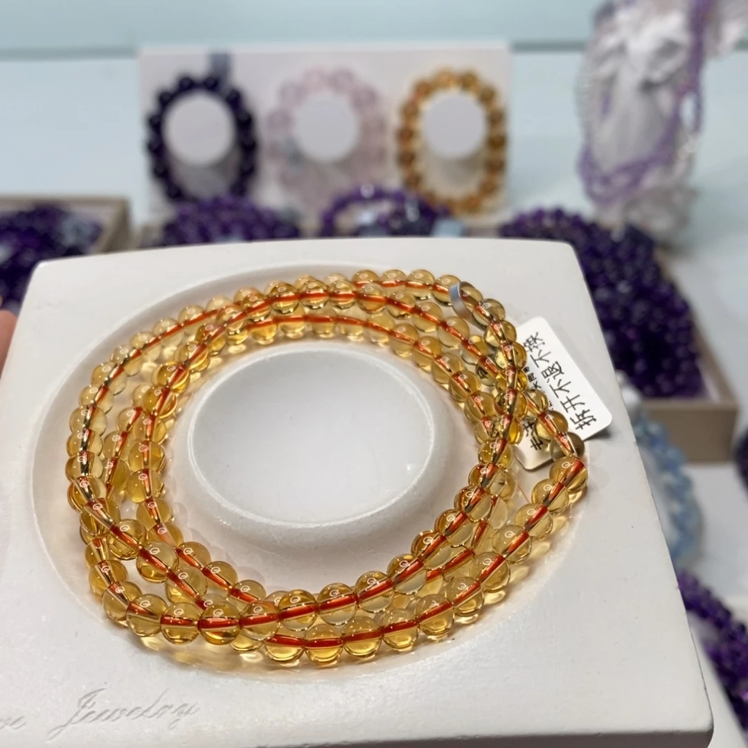 未镶嵌手链水晶巴西黄水晶三圈5M