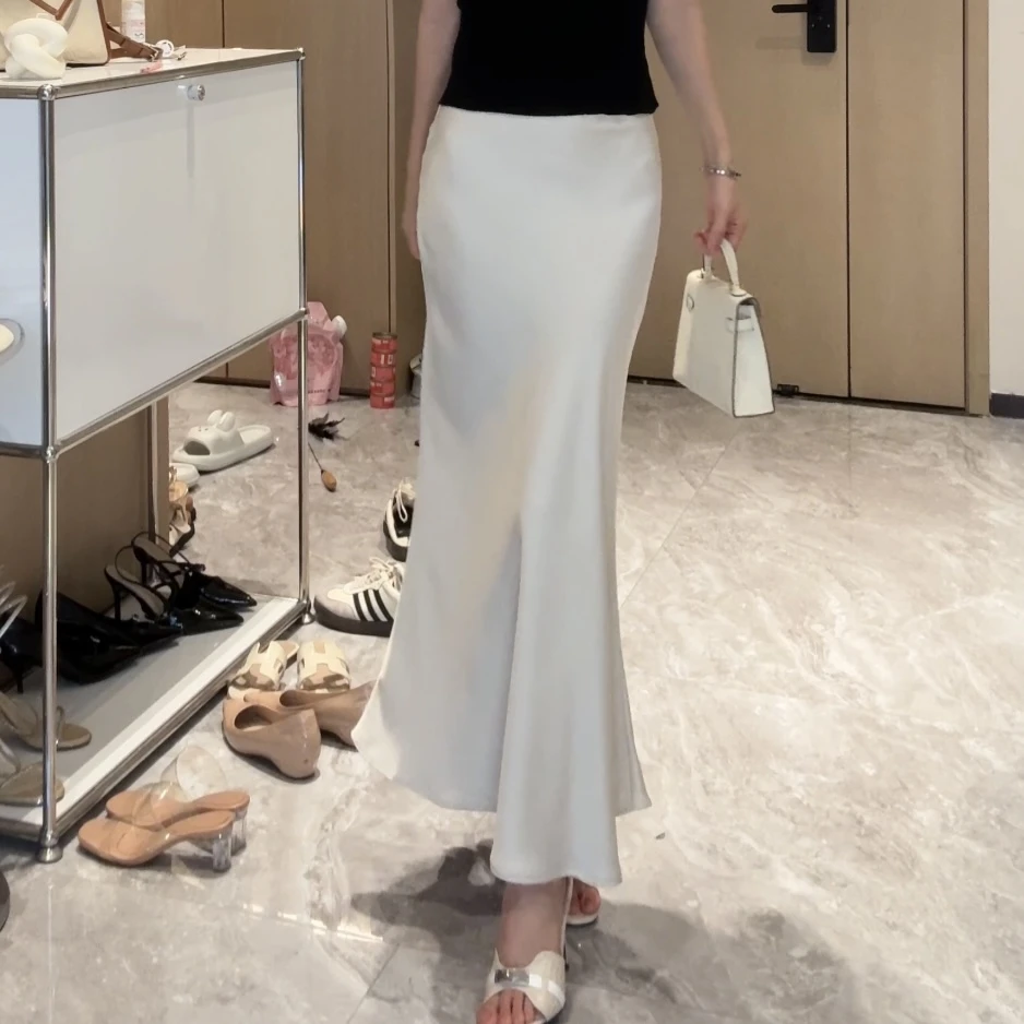 垂感显瘦中长款半身裙高级感缎面包臀鱼尾长裙夏季垂感气质裙1701