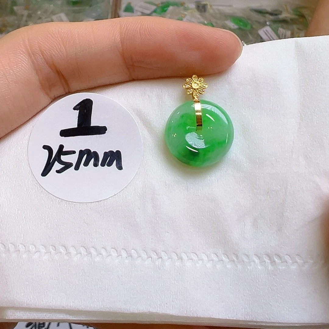 翡翠18K金镶嵌吊坠(不含链)翡翠