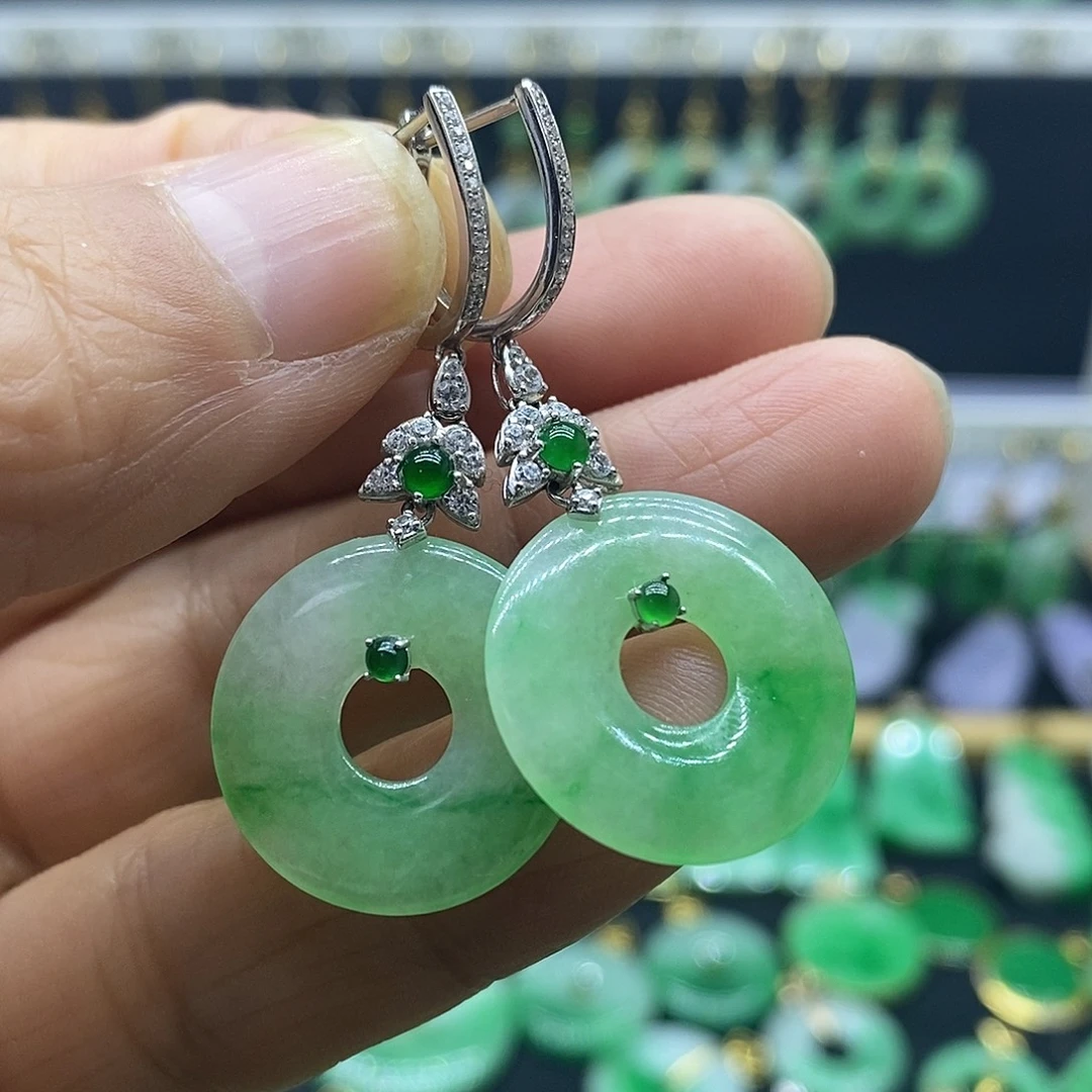 翡翠18K金镶嵌耳饰耳饰